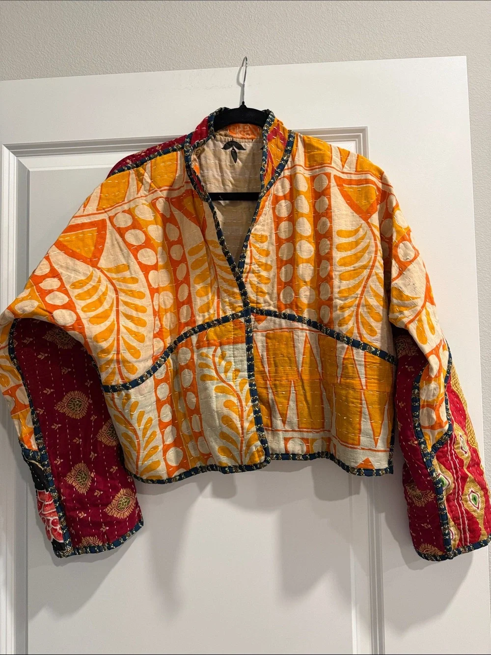 NWOT reversible KANTHA Patchwork Quilted Jacket one sz